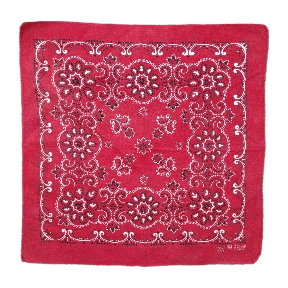 Vtg 50s 60s Elephant Trunk Up Bandana Indigo Red Selvedge Cotton Workwear #1848